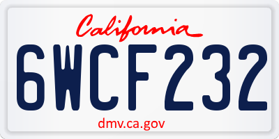 CA license plate 6WCF232