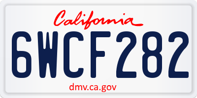 CA license plate 6WCF282