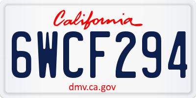 CA license plate 6WCF294
