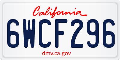 CA license plate 6WCF296