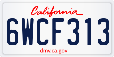 CA license plate 6WCF313