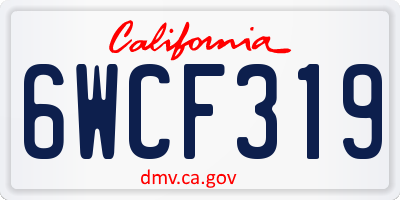 CA license plate 6WCF319