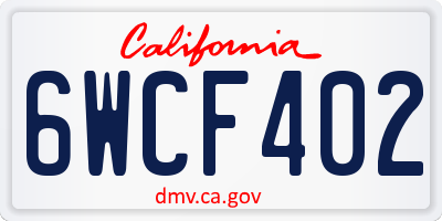 CA license plate 6WCF402
