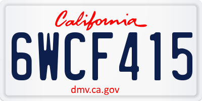 CA license plate 6WCF415