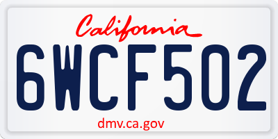 CA license plate 6WCF502