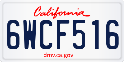CA license plate 6WCF516