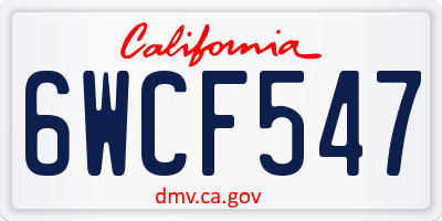 CA license plate 6WCF547