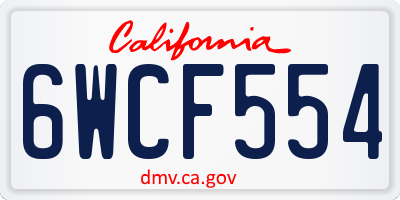 CA license plate 6WCF554