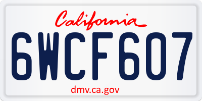 CA license plate 6WCF607