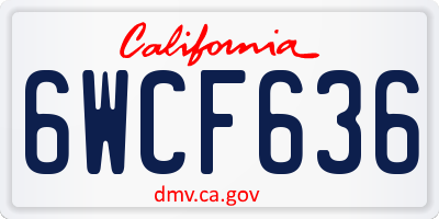 CA license plate 6WCF636