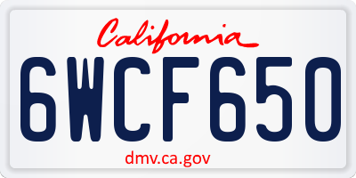 CA license plate 6WCF650