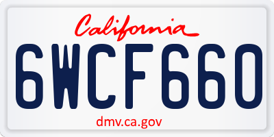 CA license plate 6WCF660