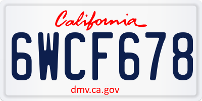 CA license plate 6WCF678
