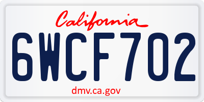 CA license plate 6WCF702