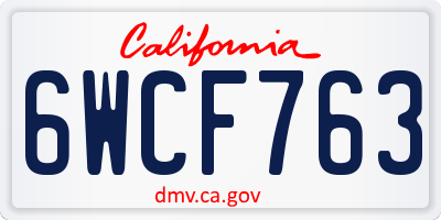 CA license plate 6WCF763
