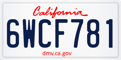 CA license plate 6WCF781