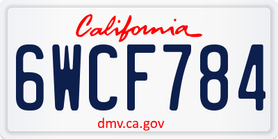 CA license plate 6WCF784
