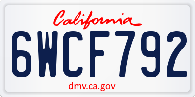 CA license plate 6WCF792