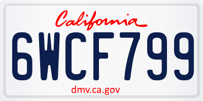 CA license plate 6WCF799
