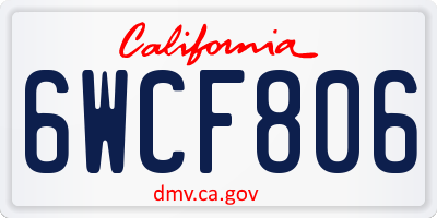 CA license plate 6WCF806