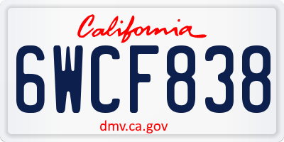 CA license plate 6WCF838