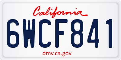 CA license plate 6WCF841