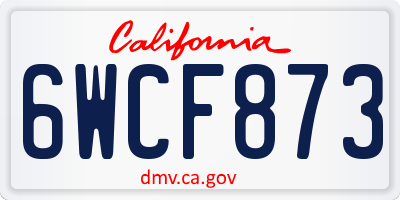 CA license plate 6WCF873