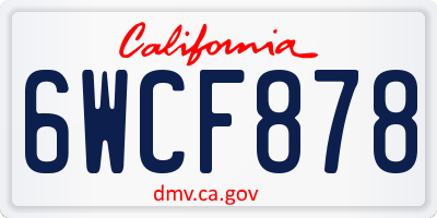 CA license plate 6WCF878