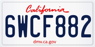 CA license plate 6WCF882