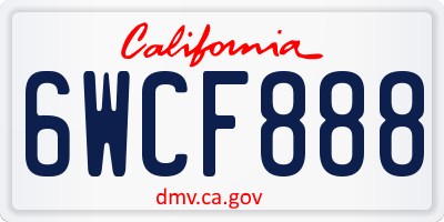 CA license plate 6WCF888