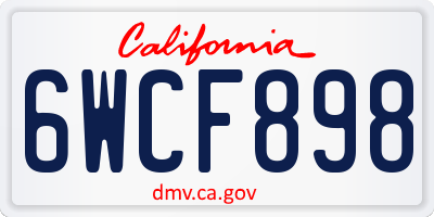 CA license plate 6WCF898