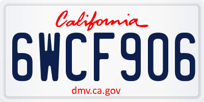 CA license plate 6WCF906
