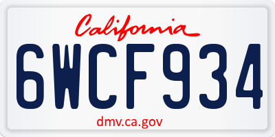 CA license plate 6WCF934