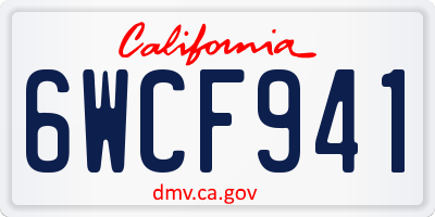 CA license plate 6WCF941