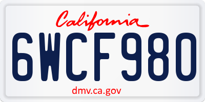 CA license plate 6WCF980