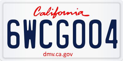 CA license plate 6WCG004