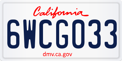 CA license plate 6WCG033