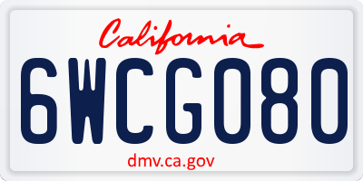 CA license plate 6WCG080