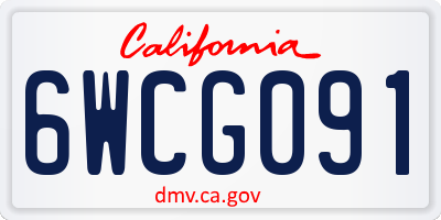 CA license plate 6WCG091