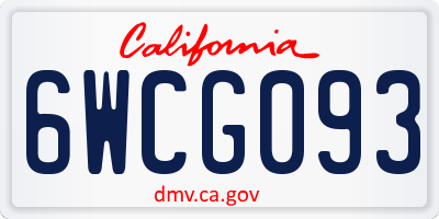 CA license plate 6WCG093