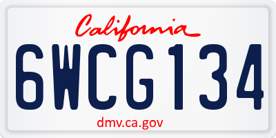 CA license plate 6WCG134