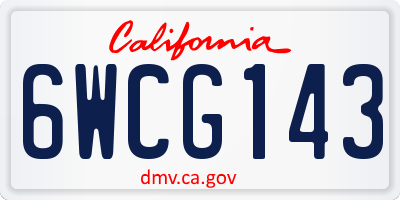 CA license plate 6WCG143