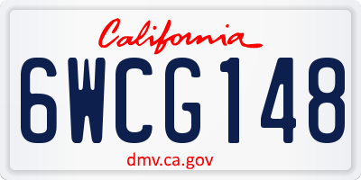 CA license plate 6WCG148