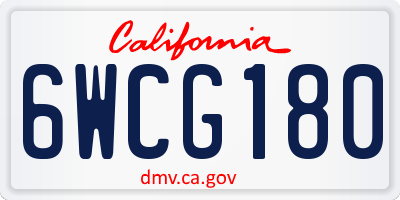 CA license plate 6WCG180