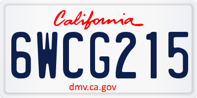 CA license plate 6WCG215