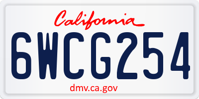 CA license plate 6WCG254