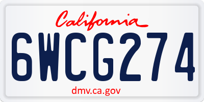 CA license plate 6WCG274