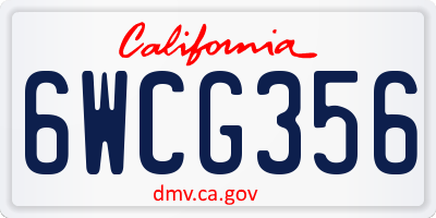 CA license plate 6WCG356