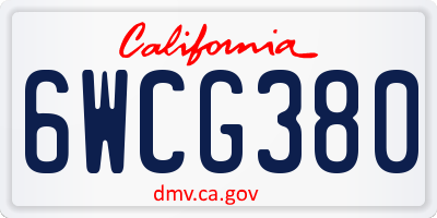 CA license plate 6WCG380