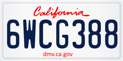 CA license plate 6WCG388